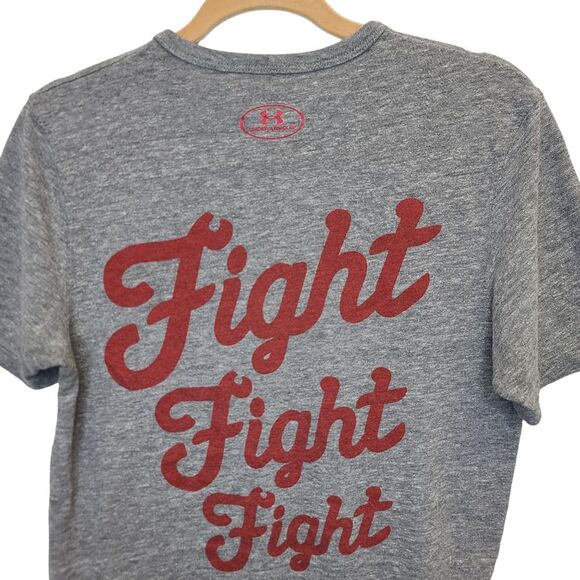 Under Armour Mens Wisconsin Badgers Gray Red Loose HeatGear Crewneck Tshirt S - Picture 7 of 13